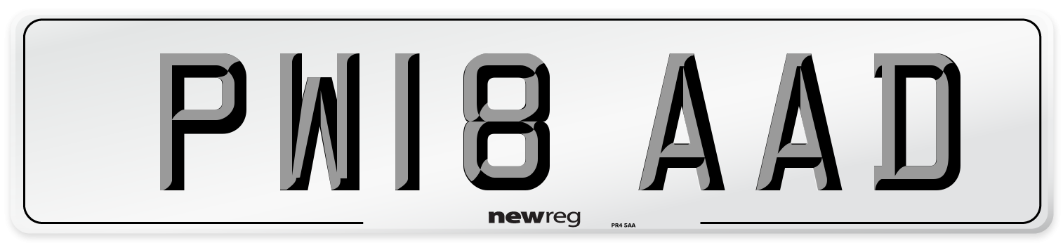 PW18 AAD Number Plate from New Reg